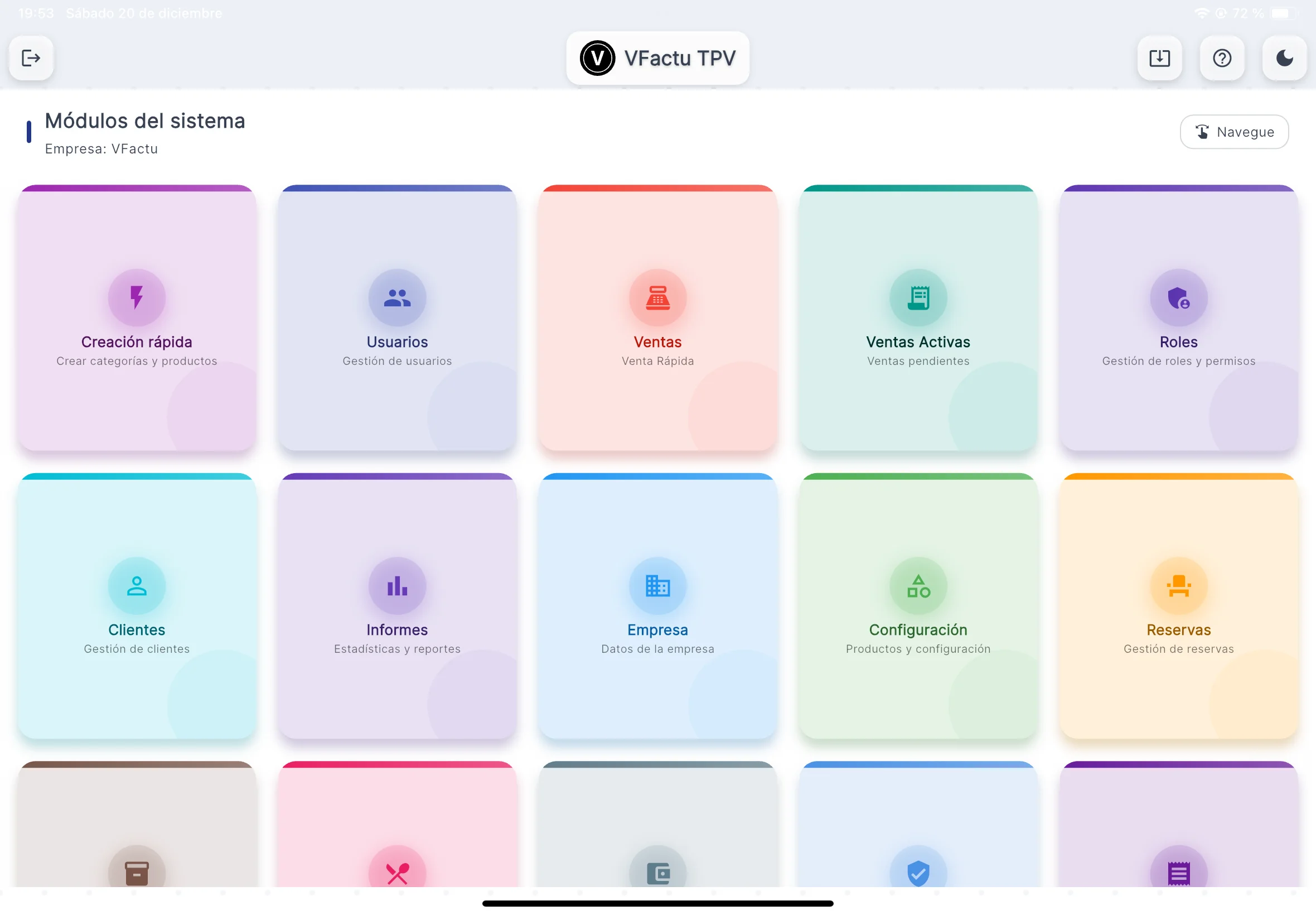 Pantalla de cobro VFactu iPad