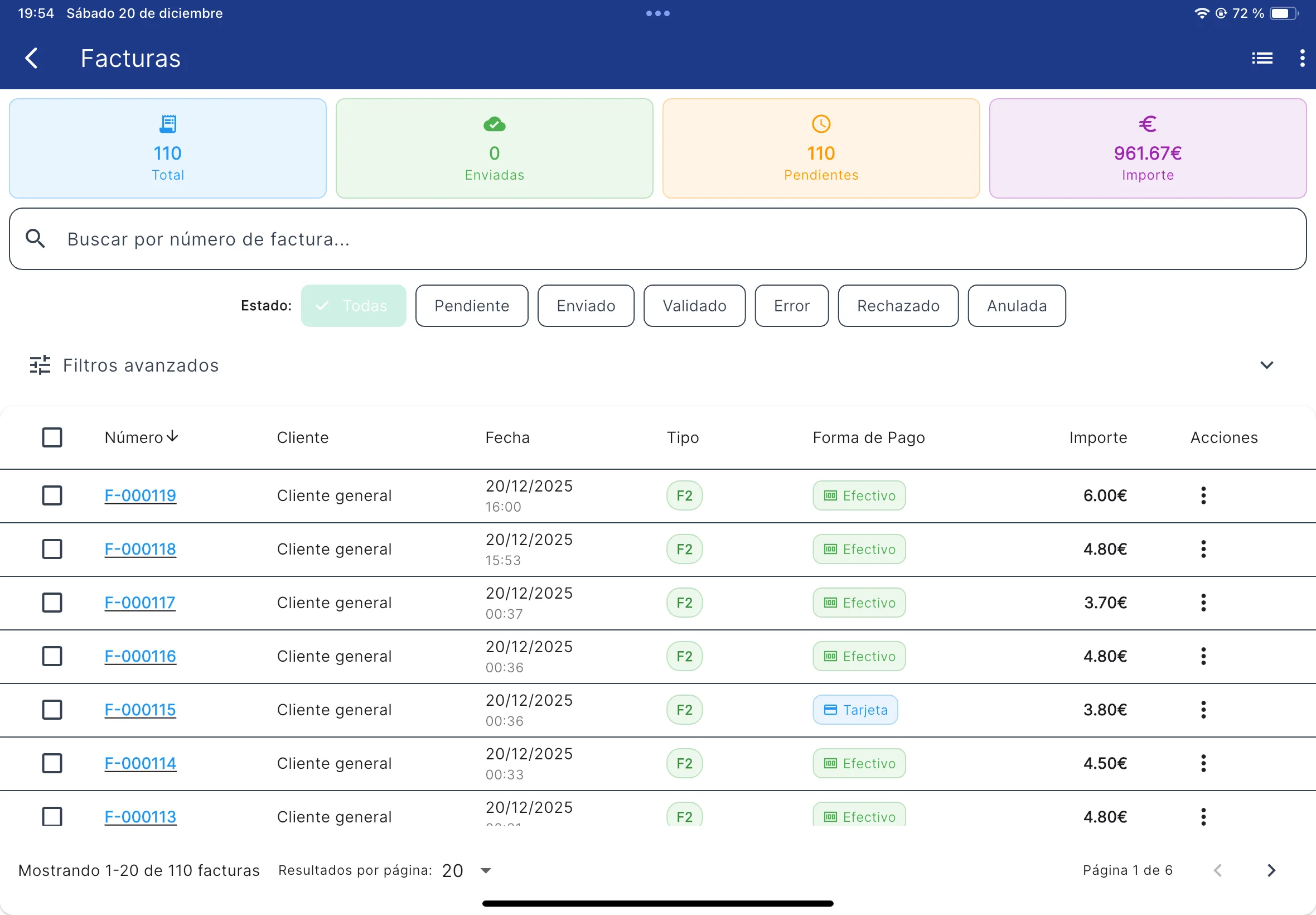Informes VFactu iPad