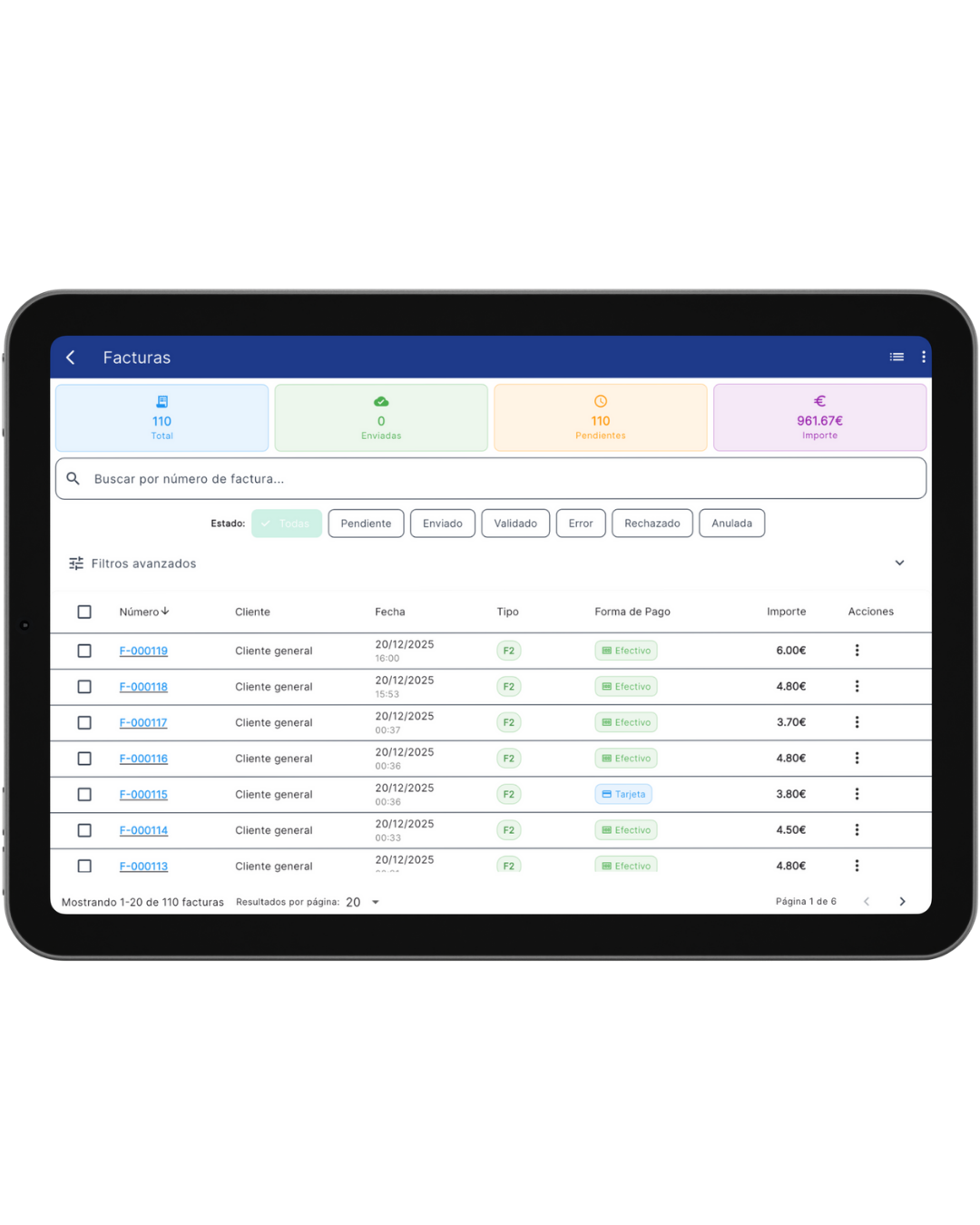 Informes VFactu iPad